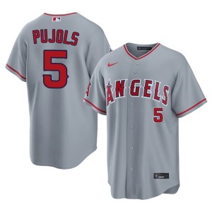 Men's L.A. Angels #5 Albert Pujols Authentic Gray Jerseys 691136-593