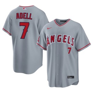 Popular #7 Mens Jo Adell Gray L.A. Angels Jerseys 188298-787