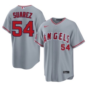 Men Stitched Jose Suarez The Angels Gray #54 Jerseys 353380-341