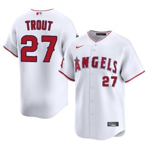 New Men Mike Trout Angels #27 White Jerseys 366039-995