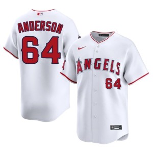 #64 Mens Shaun Anderson Limited White California Angels Jerseys 945570-305