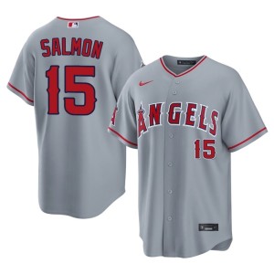 Men's Tim Salmon #15 Angels Official Gray Jersey 148730-649