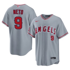 Mens The Angelitos Zach Neto #9 Stitched Gray Jersey 591621-441