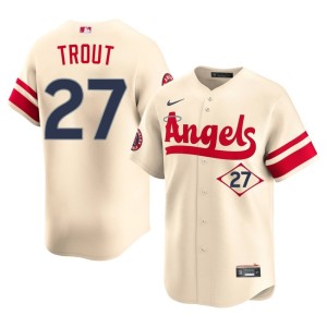 City Connect Men's Mike Trout Official The Angels Cream #27 Jersey 458621-457