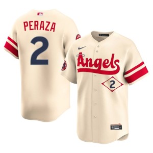City Connect Los Angeles Angels #2 Oswald Peraza Cream Replica Men's Jersey 927391-532