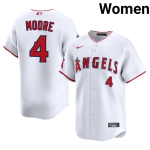 White Stitched Christian Moore Angels Women #4 Jersey 493071-316