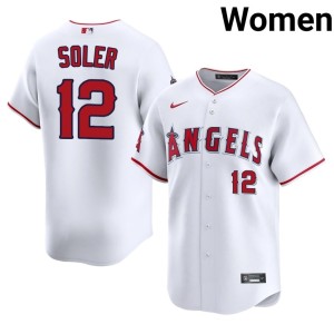 #12 Jorge Soler Women's MLB White California Angels Jerseys 196006-151