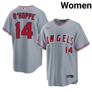 Official Los Angeles Angels Gray #14 Logan O'Hoppe Womens Jerseys 259485-684