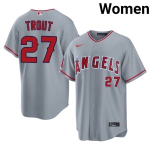 Gray #27 Replica Mike Trout The Angelitos Womens Jersey 560827-939