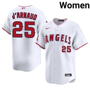 Women's #25 Authentic LAA White Travis d'Arnaud Jersey 893849-416