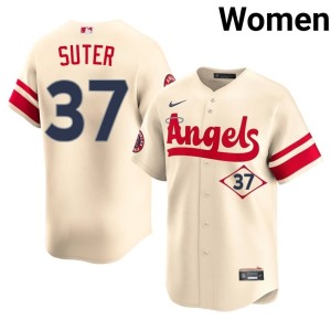 City Connect Player Women's Cream Brent Suter L.A. Angels #37 Jerseys 833543-993