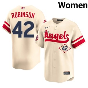 City Connect Jackie Robinson Cream The Angelitos #42 Embroidery Women's Jersey 381215-998
