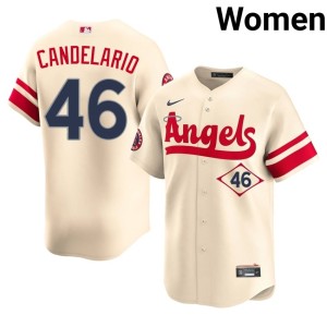 City Connect Jeimer Candelario Women's Stitched Cream #46 Angels Jerseys 719899-628