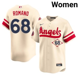 City Connect Los Angeles Angels Embroidery #68 Women Cream Jordan Romano Jersey 832379-838