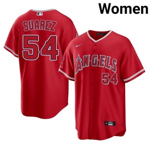 Official #54 Jose Suarez Women's The Halos Red Jerseys 207718-166
