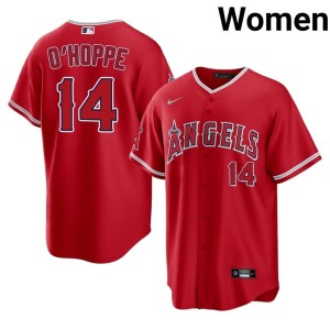 Womens Los Angeles #14 Logan O'Hoppe Red Authentic Jerseys 359658-182