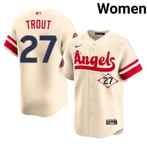 City Connect Cream #27 Women's L.A. Angels Player Mike Trout Jerseys 167800-433