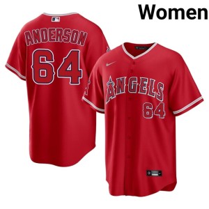 #64 Womens MLB Red Shaun Anderson The Angels Jerseys 447003-665