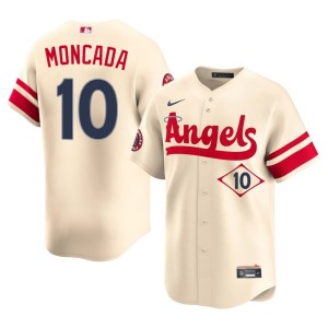 City Connect Men Yoan Moncada L.A. Angels Cream Replica #10 Jerseys 438976-112