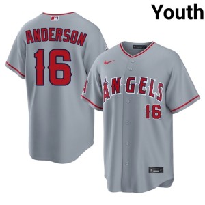 Garret Anderson Game LAA #16 Youth Gray Jersey 264464-330