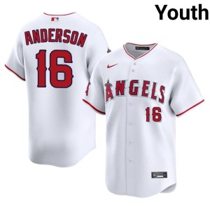 White Youth Garret Anderson Embroidery LAA #16 Jerseys 474694-504