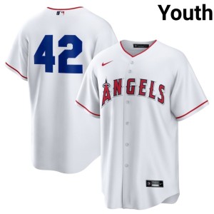 L.A. Angels #42 Authentic White Youth Jackie Robinson Day Jersey 246615-873