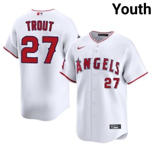 White MLB #27 Mike Trout Youth L.A. Angels Jerseys 571576-896