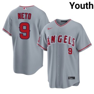 Youth Angels Game #9 Gray Zach Neto Jersey 473568-121