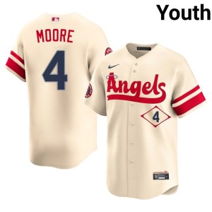 City Connect The Halos Christian Moore Cream #4 MLB Youth Jersey 123022-175