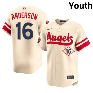 City Connect Youth Los Angeles Garret Anderson Cream #16 Game Jerseys 169489-331