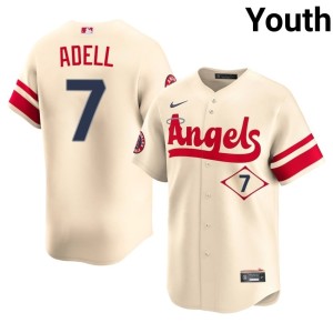 City Connect L.A. Angels Jo Adell #7 Game Youth Cream Jersey 564367-542