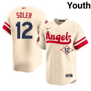 City Connect Cream Jorge Soler #12 New Youth California Angels Jerseys 670944-606