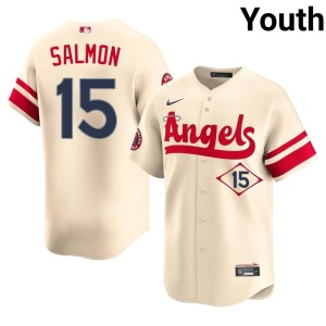 City Connect Official Youth Tim Salmon Los Angeles Angels #15 Cream Jerseys 187084-286