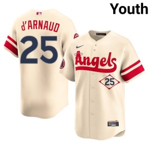 City Connect Embroidery #25 Cream Travis d'Arnaud Youth The Angelitos Jerseys 508744-179