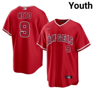 Stitched #9 Youth Zach Neto Red The Angelitos Jersey 129627-510